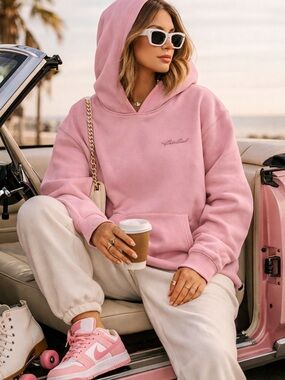 Pink Oversized Hoodie Sweatshirt M Cozy Streetwear Athleisure Soft Fleece